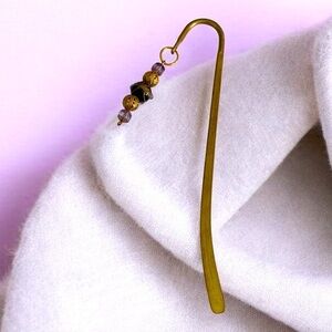 Elegant Gold and Purple Beaded Bookmark